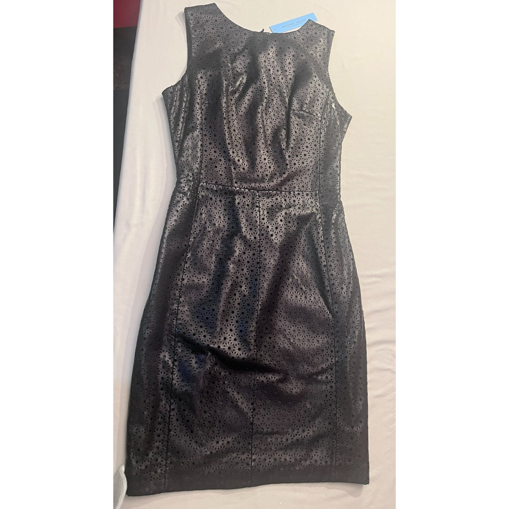 Antonio Melani NEW Sleeveless Fine Leather ADAIR Pencil Dress Size US 0 Black